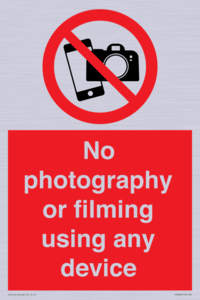No photography or filming using any device